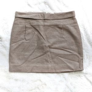 Tan Beige J Crew Tweed Mini Skirt Metallic Gold